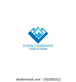 L Mountain Logo Design Vector
