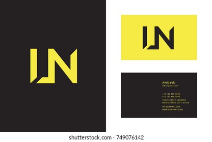 L N bold letter joint logo design vector with business card template