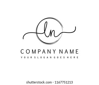 L N Initial handwriting logo vector