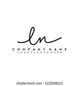 L N Initial handwriting logo vector