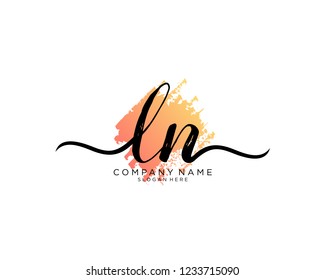 L N Initial handwriting logo vector