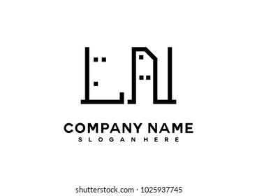 L N initial logo template vector