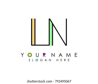 L & N initial minimalist logo template vector