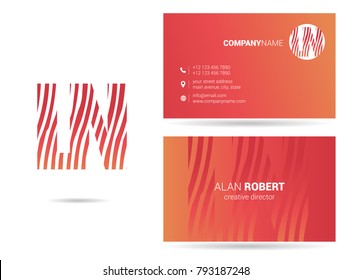 L & N joint logo line letter design with business card template
