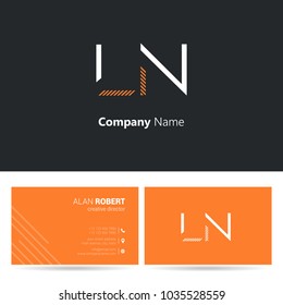 L & N joint logo stroke letter design with business card template