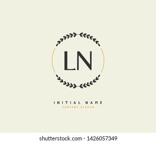 L N LN Beauty vector initial logo, handwriting logo of initial signature, wedding, fashion, jewelry, boutique, floral and botanical with creative template for any company or business.
