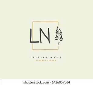 L N LN Beauty vector initial logo, handwriting logo of initial signature, wedding, fashion, jewelry, boutique, floral and botanical with creative template for any company or business.