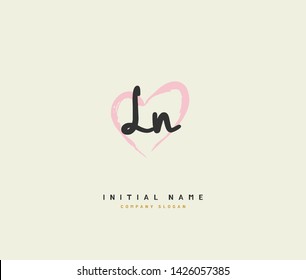 L N LN Beauty vector initial logo, handwriting logo of initial signature, wedding, fashion, jewelry, boutique, floral and botanical with creative template for any company or business.