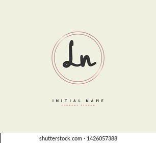 L N LN Beauty vector initial logo, handwriting logo of initial signature, wedding, fashion, jewelry, boutique, floral and botanical with creative template for any company or business.