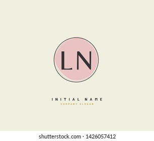 L N LN Beauty vector initial logo, handwriting logo of initial signature, wedding, fashion, jewelry, boutique, floral and botanical with creative template for any company or business.