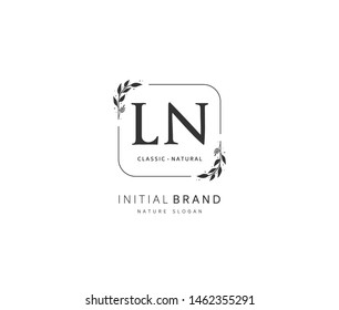 L N LN Beauty vector initial logo, handwriting logo of initial signature, wedding, fashion, jewerly, boutique, floral and botanical with creative template for any company or business.

