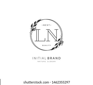 L N LN Beauty vector initial logo, handwriting logo of initial signature, wedding, fashion, jewerly, boutique, floral and botanical with creative template for any company or business.
