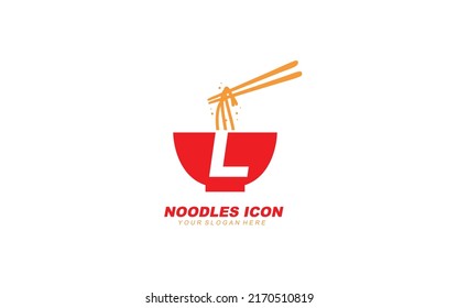 L NOODLE logo design inspiration. Vector letter template design for brand.