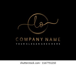 L O Initial handwriting logo vector