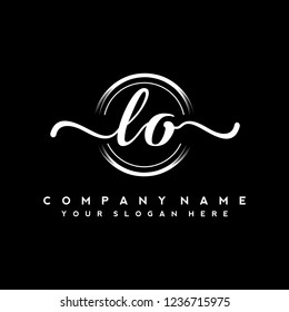 L O Initial handwriting logo vector