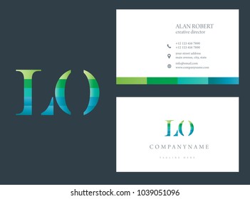 L & O joint logo multi color letters with business card template