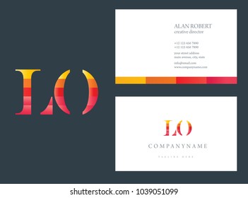 L & O joint logo multi color letters with business card template