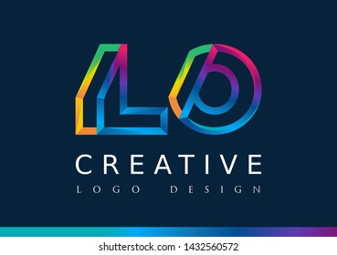 L O Logo. LO Letter Design Vector with Magenta blue and green yellow color