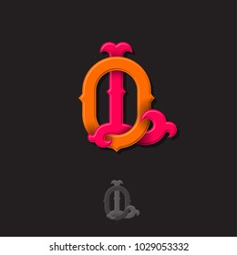 L and O monogram. L and O crossed letters, intertwined letters initials.