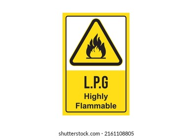 L P G highly flammable sign vector art