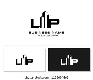 L P Initial Building Logo Concept