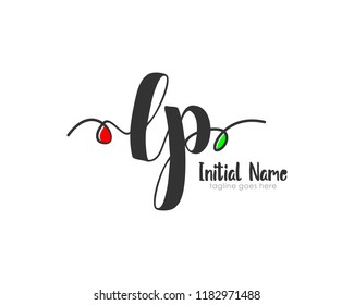 L P Initial handwriting logo vector template