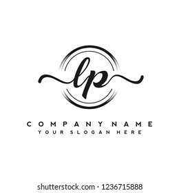 L P Initial handwriting logo vector