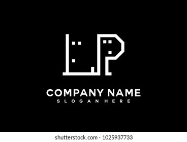 L P initial logo template vector