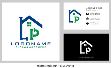 L P initial logo template vector