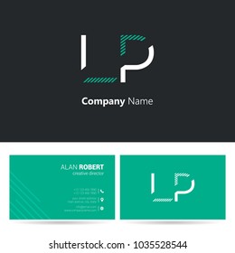 L & P joint logo stroke letter design with business card template