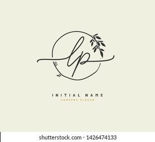 L P LP Beauty vector initial logo, handwriting logo of initial signature, wedding, fashion, jewerly, boutique, floral and botanical with creative template for any company or business.