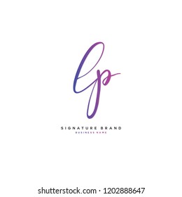 L P LP Initial letter handwriting and  signature logo concept design