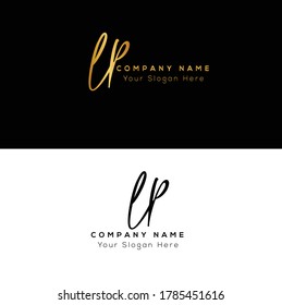 L P LP Initial letter handwriting and signature logo.	