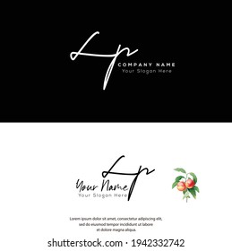 L P LP Escritura manuscrita inicial y logotipo de la firma. Logo inicial del vector de belleza .Moda, boutique, floral y botánica