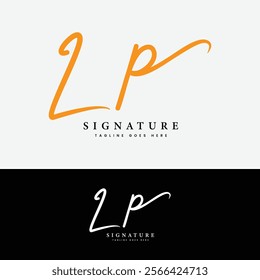 L, P, LP Initial letter logo. Alphabet LP Handwritten Signature logo