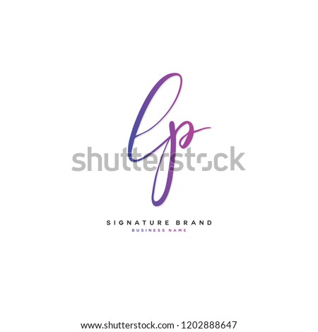 L P LP Initial letter handwriting and  signature logo concept design