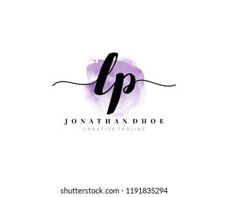 L P LP Initial watercolor logo on white background. Logo template vector