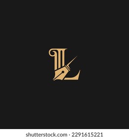 L Pen Logo Vector. Swoosh Letter L Logo Design for business and company identity
