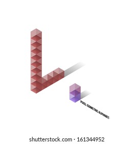 L - Pixel Isometric Alphabet - Vector Illustration - Typography