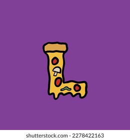 l del alfabeto y número de comida rápida del vector de pizza