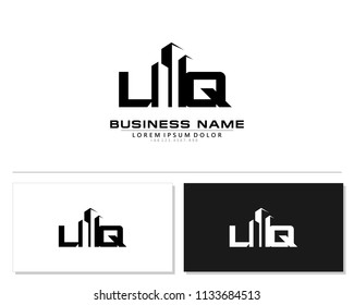 L Q Initial building logo concept