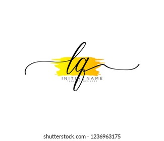 L Q Initial handwriting logo vector