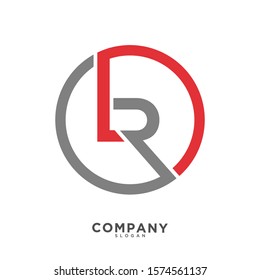  L R Initial circle logo template vector, Logo Letter R With L, LR Logo. Letter Design Vector with Red and Black Gold Silver Colors ,