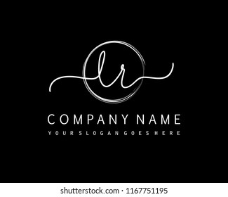 L R Initial handwriting logo vector