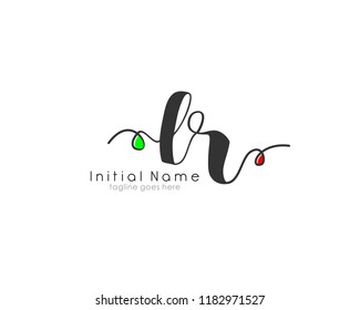 L R Initial handwriting logo vector template