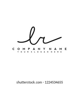 L R Initial handwriting logo vector
