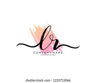 L R Initial handwriting logo vector