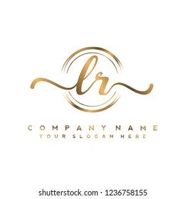 L R Initial handwriting logo vector