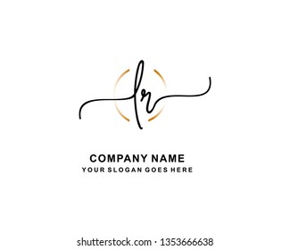 L R Initial Handwriting Logo Template