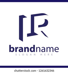 L R initial letter with negative space logo icon vector template